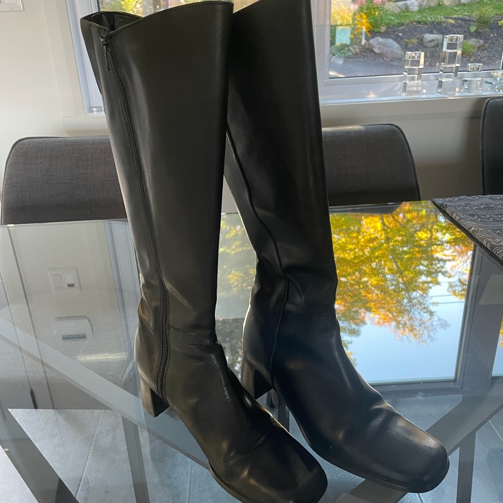 Donna Trend Black Leather High Boots